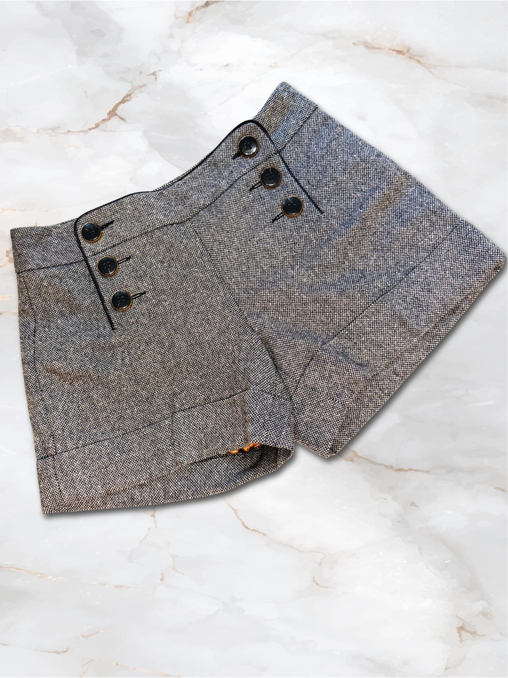 Tweed Sailor Shorts with Satin Leopard Lining Size 2